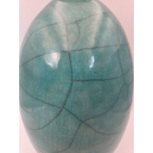 Vintage Artist Signed Joe Winter Raku Fired Turqoise Studio Pottery Vessel - Picture 2 of 7
